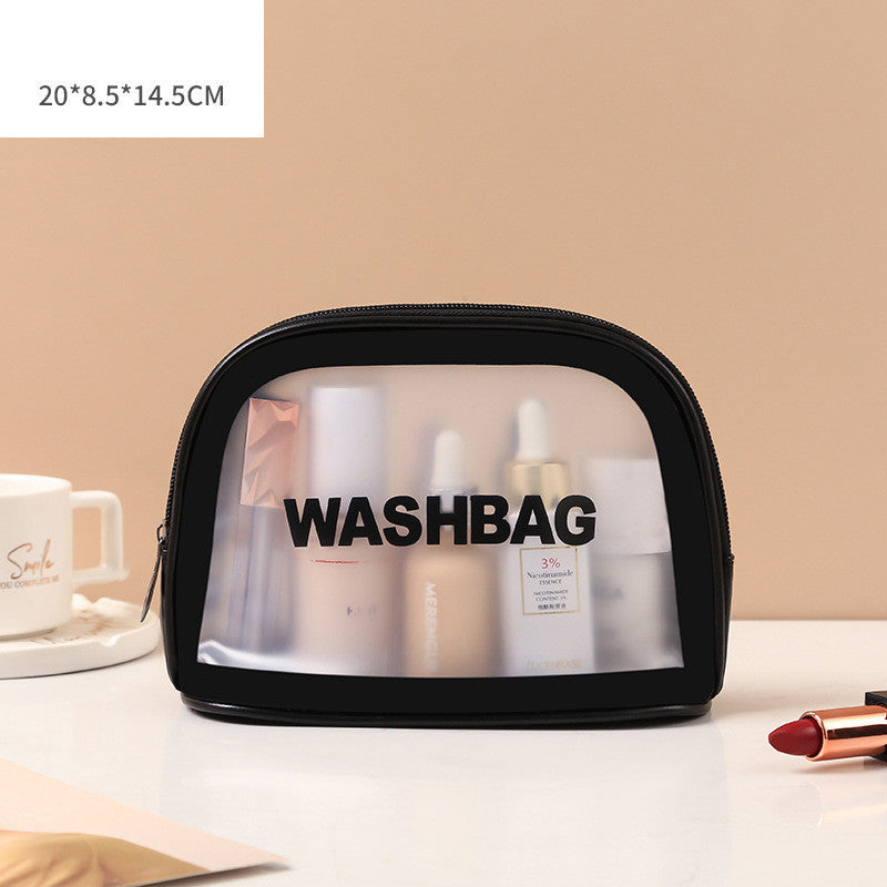 Pu Transparent Three Piece Makeup And Wash Bag Large Capacity