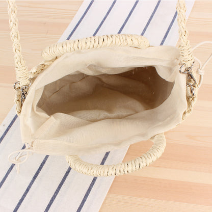 Simple Style Ins Popular Semicircular Straw Woven Bag Beach Hand-Woven Bag