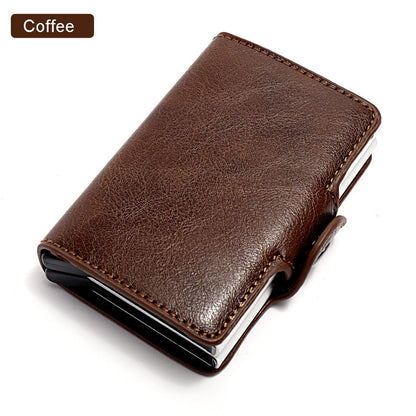 Rfid Wallet PU Crazy Horse Leather Men Mini Money Clip Credit Card ID Holder