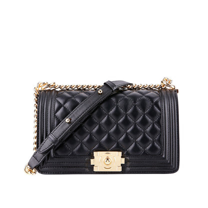 Leather one-shoulder diagonal colorful chain bag