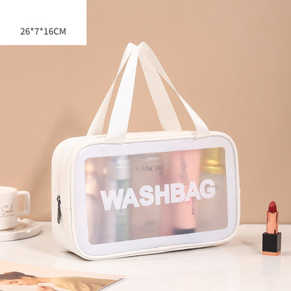 Pu Transparent Three Piece Makeup And Wash Bag Large Capacity