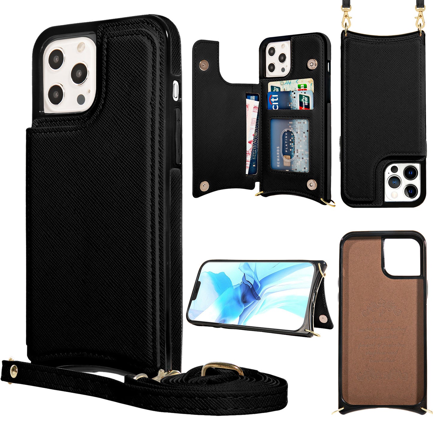 Mobile Phone Leather Card Cross Pattern Protective Case