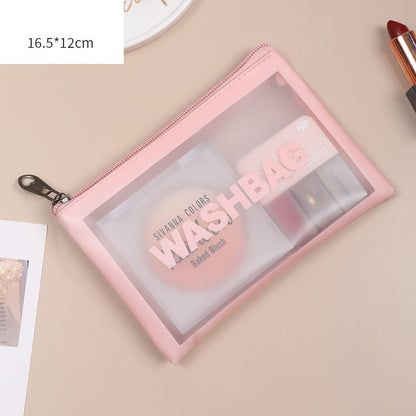 Pu Transparent Three Piece Makeup And Wash Bag Large Capacity