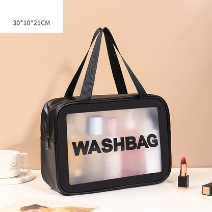 Pu Transparent Three Piece Makeup And Wash Bag Large Capacity