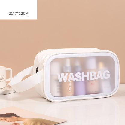 Pu Transparent Three Piece Makeup And Wash Bag Large Capacity