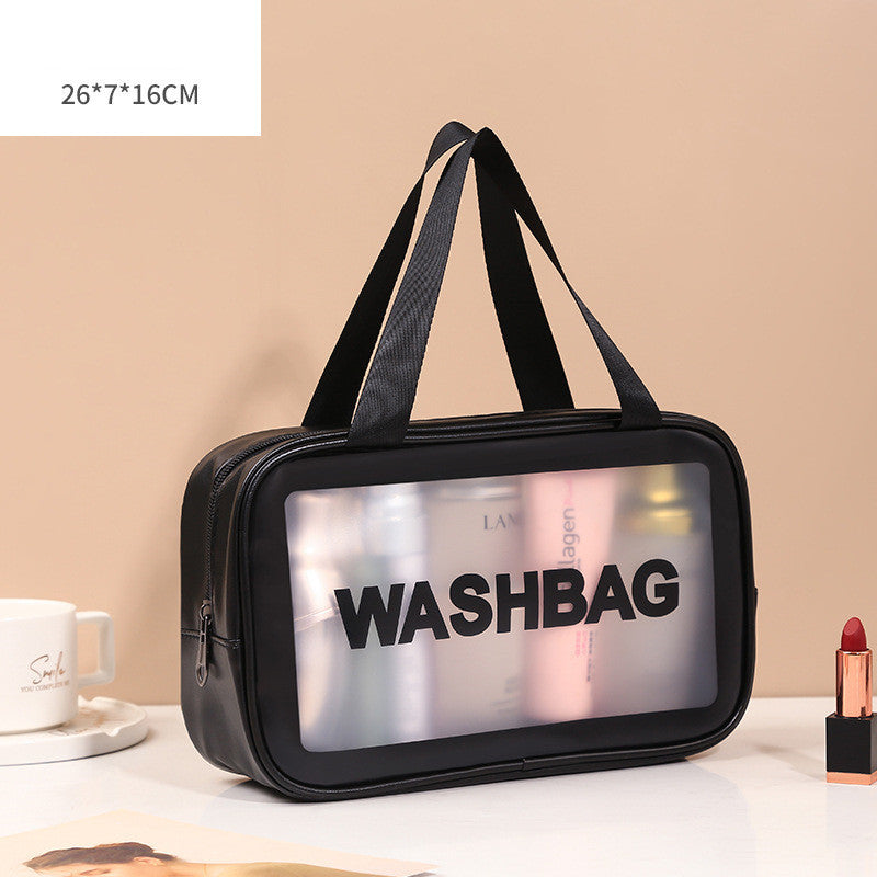 Pu Transparent Three Piece Makeup And Wash Bag Large Capacity