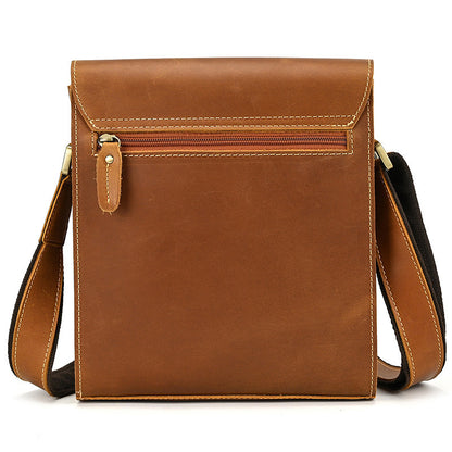 Men's Leather Top Layer Cowhide Flap Shoulder Bag