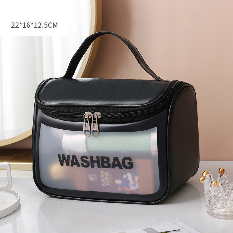 Pu Transparent Three Piece Makeup And Wash Bag Large Capacity