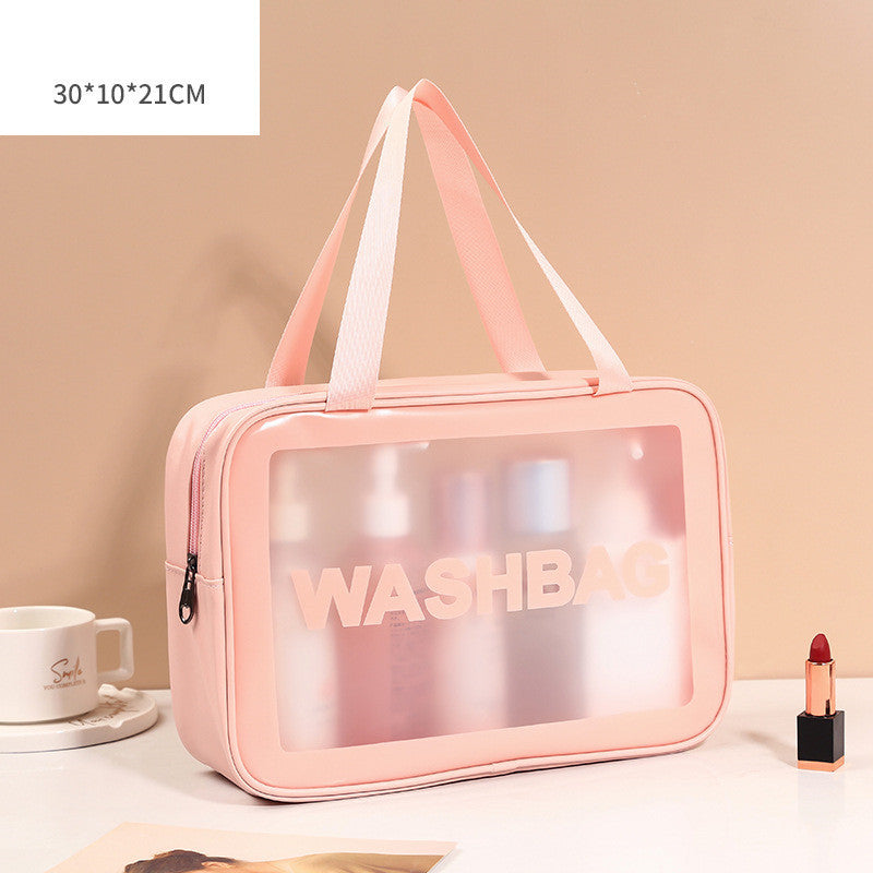 Pu Transparent Three Piece Makeup And Wash Bag Large Capacity